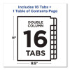 Customizable Toc Ready Index Double Column Multicolor Tab Dividers, 16-Tab, 1 To 16, 11 x 8.5, White, 1 Set