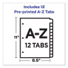 Durable Preprinted Plastic Tab Dividers, 12-Tab, A To Z, 11 X 8.5, Assorted, 1 Set