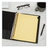Preprinted Black Leather Tab Dividers w/Gold Reinforced Edge, 12-Tab, Jan. To Dec., 11 x 8.5, Buff, 1 Set