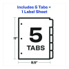Print And Apply Index Maker Clear Label Dividers With Printable Label Strip And White Tabs, 5-Tab, 11 X 8.5, White, 1 Set