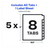 Print And Apply Index Maker Clear Label Dividers, Copiers, 8-Tab, 11 x 8.5, White, 5 Sets