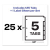 Print And Apply Index Maker Clear Label Dividers, 5-Tab, Color Tabs, 11 x 8.5, White, Traditional Color Tabs, 25 Sets