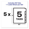 Print And Apply Index Maker Clear Label Unpunched Dividers, 5-Tab, 11 x 8.5, White, 5 Sets