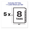 Print And Apply Index Maker Clear Label Unpunched Dividers, 8-Tab, 11 x 8.5, White, 5 Sets
