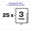 Print And Apply Index Maker Clear Label Unpunched Dividers, 3-Tab, 11 x 8.5, White, 25 Sets