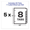 Print And Apply Index Maker Clear Label Dividers, Big Tab, 8-Tab, 11 x 8.5, White, 5 Sets