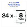 Write And Erase Plain-Tab Paper Dividers, 8-Tab, 11 x 8.5, White, 24 Sets