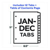 Table 'n Tabs Dividers, 12-Tab, Jan. To Dec., 11 x 8.5, White, Assorted Tabs, 1 Set