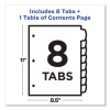 Customizable Toc Ready Index Multicolor Tab Dividers, 8-Tab, 1 To 8, 11 x 8.5, White, Contemporary Color Tabs, 1 Set