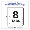 Customizable Toc Ready Index Multicolor Tab Dividers, 8-Tab, 1 To 8, 11 x 8.5, White, Contemporary Color Tabs, 1 Set