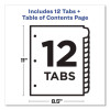 Customizable Toc Ready Index Multicolor Tab Dividers, 12-Tab, 1 To 12, 11 x 8.5, White, Contemporary Color Tabs, 1 Set