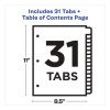 Customizable Toc Ready Index Multicolor Tab Dividers, 31-Tab, 1 To 31, 11 x 8.5, White, Contemporary Color Tabs, 1 Set