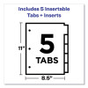 Insertable Big Tab Plastic Dividers, 5-Tab, 11 X 8.5, Assorted, 1 Set