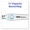 Flexible View Binder With Round Rings, 3 Rings, 0.5" Capacity, 11 X 8.5, Blue