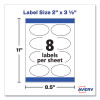 Oval Print-To-The-Edge Labels, 2 X 3.33, White, 8/Sheet, 10 Sheets/Pack