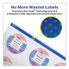 Round Print-To-The Edge Labels With Surefeed, 2.5" Dia, Glossy White, 90/Pk