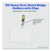 Secure Top Clip-Style Badge Holders, Horizontal, 2 1/4 X 3 1/2, Clear, 50/Box
