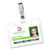 Secure Top Clip-Style Badge Holders, Horizontal, 2 1/4 X 3 1/2, Clear, 50/Box
