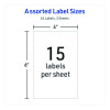 Avery Kids No-Iron Fabric Labels, Handwrite Only, Assorted Shapes And Sizes, White, 15 Labels/Sheet, 3 Sheets/Pack
