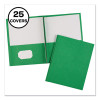 Two-Pocket Folder With Prong Fasteners, Accommodates (70) 11 x 8.5 Sheets, Green, 25/Box