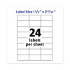 Copier Mailing Labels, Copiers, 1.38 X 2.81, White, 24/Sheet, 100 Sheets/Box