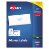 Copier Mailing Labels, Copiers, 1.38 X 2.81, White, 24/Sheet, 100 Sheets/Box