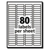 White Address Labels W/ Sure Feed Technology For Laser Printers, Laser Printers, 0.5 X 1.75, White, 80/Sheet, 250 Sheets/Box