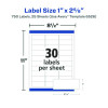 Glossy White Easy Peel Mailing Labels W/ Sure Feed Technology, Laser Printers, 1 X 2.63, White, 30/Sheet, 25 Sheets/Pack
