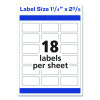 Vibrant Laser Color-Print Labels w/ Sure Feed, 1.25 x 2.38, White, 450/Pack