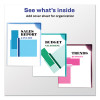 Corner Lock Document Sleeves, Letter Size, Assorted Colors, 6/Pack