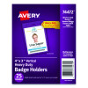 Secure Top Heavy-Duty Badge Holders, Vertical, 3w X 4h, Clear, 25/Pack