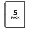 Binder Pockets, 3-Hole Punched, 9.25 x 11, Clear, 5/Pack