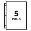 Binder Pockets, 3-Hole Punched, 9.25 x 11, Assorted Colors, 5/Pack
