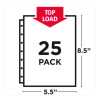 Mini Size Heavyweight Diamond Clear Sheet Protector, Side: 7-Hole Punched, Top Load 8.5 x 5.5 Insert, Clear Front, 25/Pack