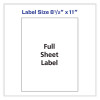 Full-Sheet Vibrant Inkjet Color-Print Labels, 8.5 X 11, Matte White, 20/Pack