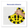 Social Distancing Floor Decals, 10.5" Dia, Please Wait Here, Yellow/Black Face, Black Graphics, 5/Pack