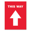 Social Distancing Floor Decals, 8.5 X 11, This Way, Red Face, White Graphics, 5/Pack