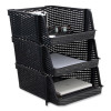 Nest And Stack Open Lid Storage Bin, 13.5" x 15" x 8.5", Black, 3/Pack