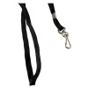 Flat Lanyard, Metal Hook Fastener, 36", Nylon, Black, 100/Pack