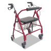 Ultra Lightweight Rollator, Adjusts 33.75" To 38", 300 Lb Capacity, Burgundy