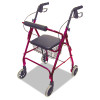 Ultra Lightweight Rollator, Adjusts 33.75" To 38", 300 Lbs Capacity, Burgundy