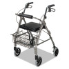 Ultra Lightweight Rollator, Adjusts 33.75" To 38", 300 Lb Capacity, Titanium