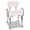 Shower Chair With Back, Supports Up To 350 Lb, 16" To 20" Seat Height, White/Silver