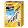 Round Stic Grip Xtra Comfort Ballpoint Pen Value Pack, Easy-Glide, Stick, Medium 1.2 Mm, Blue Ink, Gray/Blue Barrel, 36/Pack