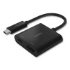 Usb-C To Hdmi + Charge Adapter, Hdmi/Usb-C(F)/Usb-C(M), 2.53", Black