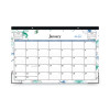 Lindley Desk Pad, Floral Artwork, 17 x 11, White/Blue/Green Sheets, Black Binding, Clear Corners, 12-Month (Jan To Dec): 2026