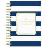 Day Designer Navy Stripe Daily/Monthly Planner, Horizontal Stripe Artwork, 8 x 5, Navy/White Cover, 12-Month (Jan-Dec): 2026