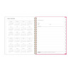 Roosevelt Pink Academic Weekly/Monthly Planner, Floral Artwork, 11" x 8.5", Pink/Gray Cover, 12-Month (July-June): 2025-2026