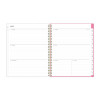 Roosevelt Pink Academic Weekly/Monthly Planner, Floral Artwork, 11" x 8.5", Pink/Gray Cover, 12-Month (July-June): 2025-2026