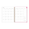Roosevelt Pink Academic Weekly/Monthly Planner, Floral Artwork, 11" x 8.5", Pink/Gray Cover, 12-Month (July-June): 2025-2026
